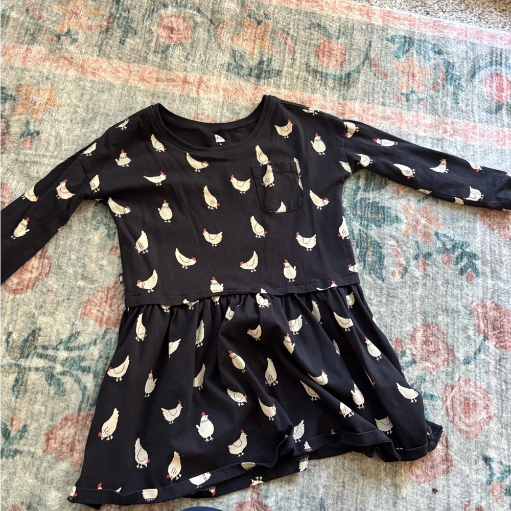 Black Dress with Chicken Print